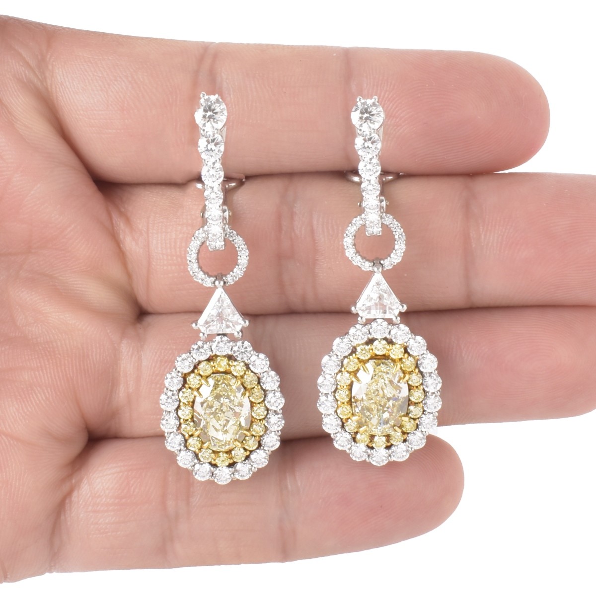 Fancy Yellow Diamond and Platinum Earrings