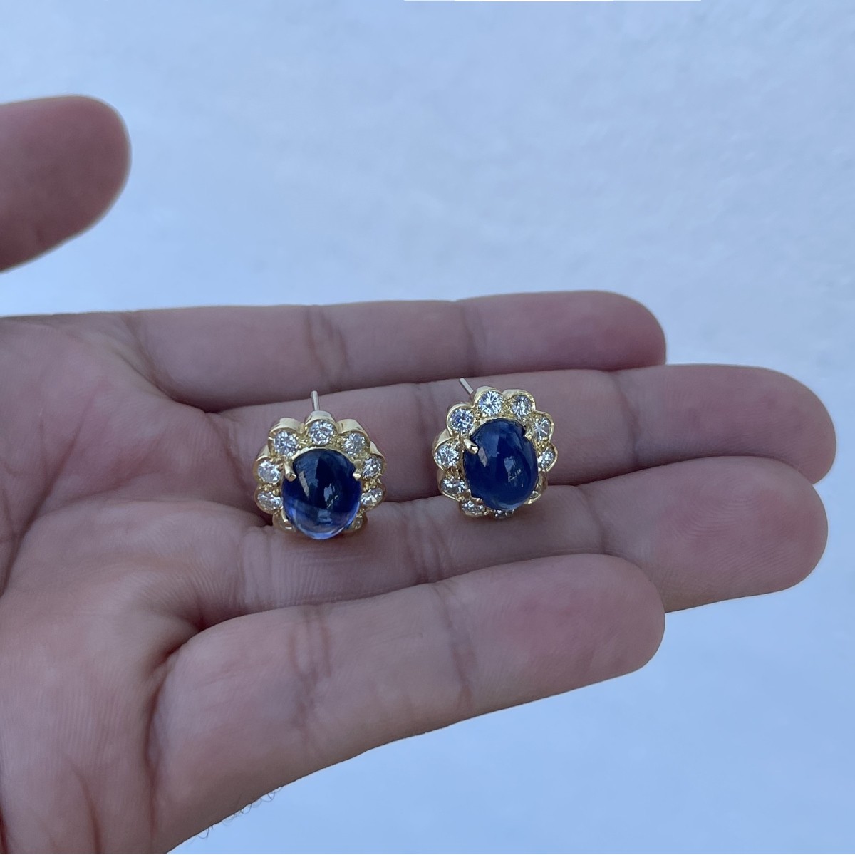 Sapphire, Diamond and 18K Earrings