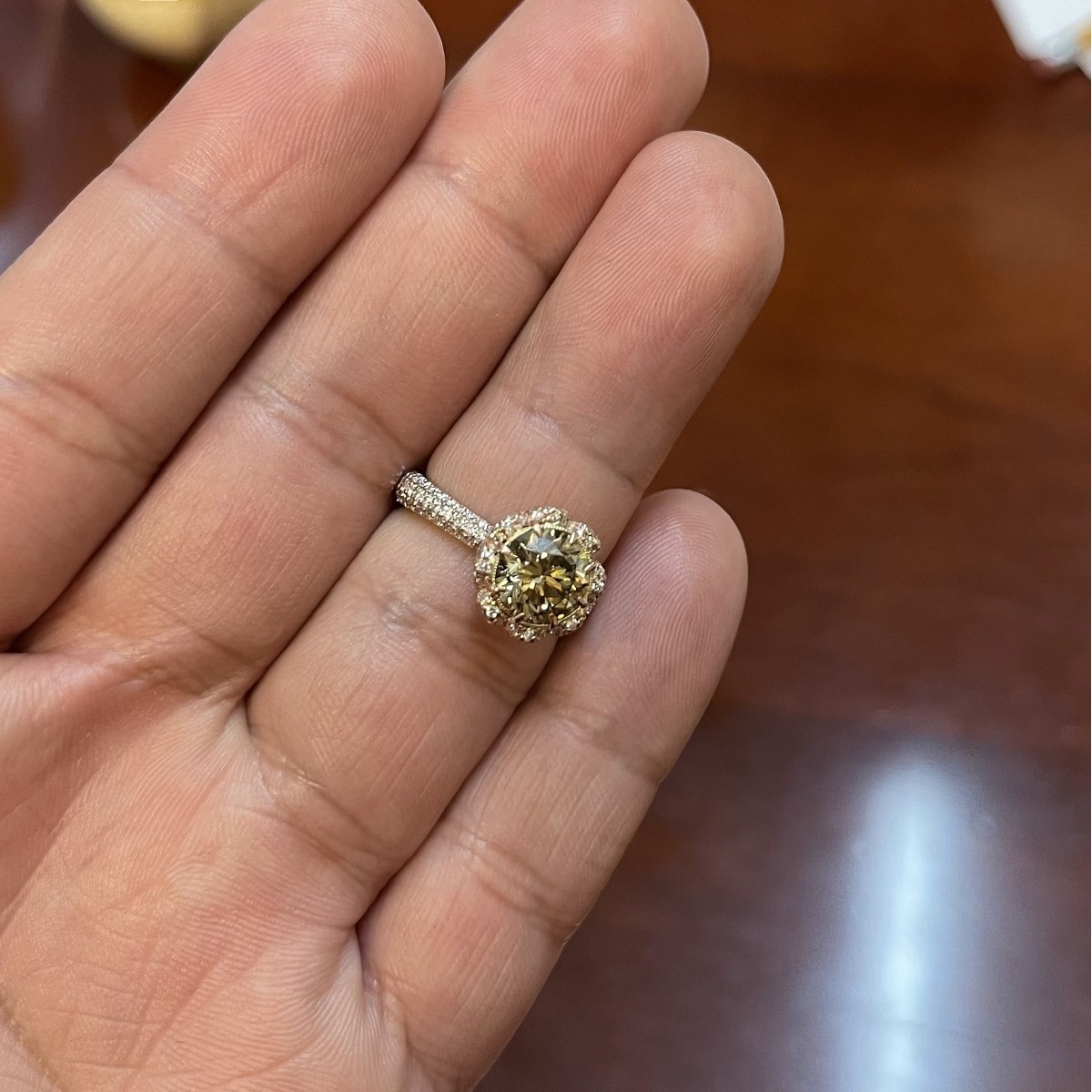 Fancy Diamond and 14K Ring