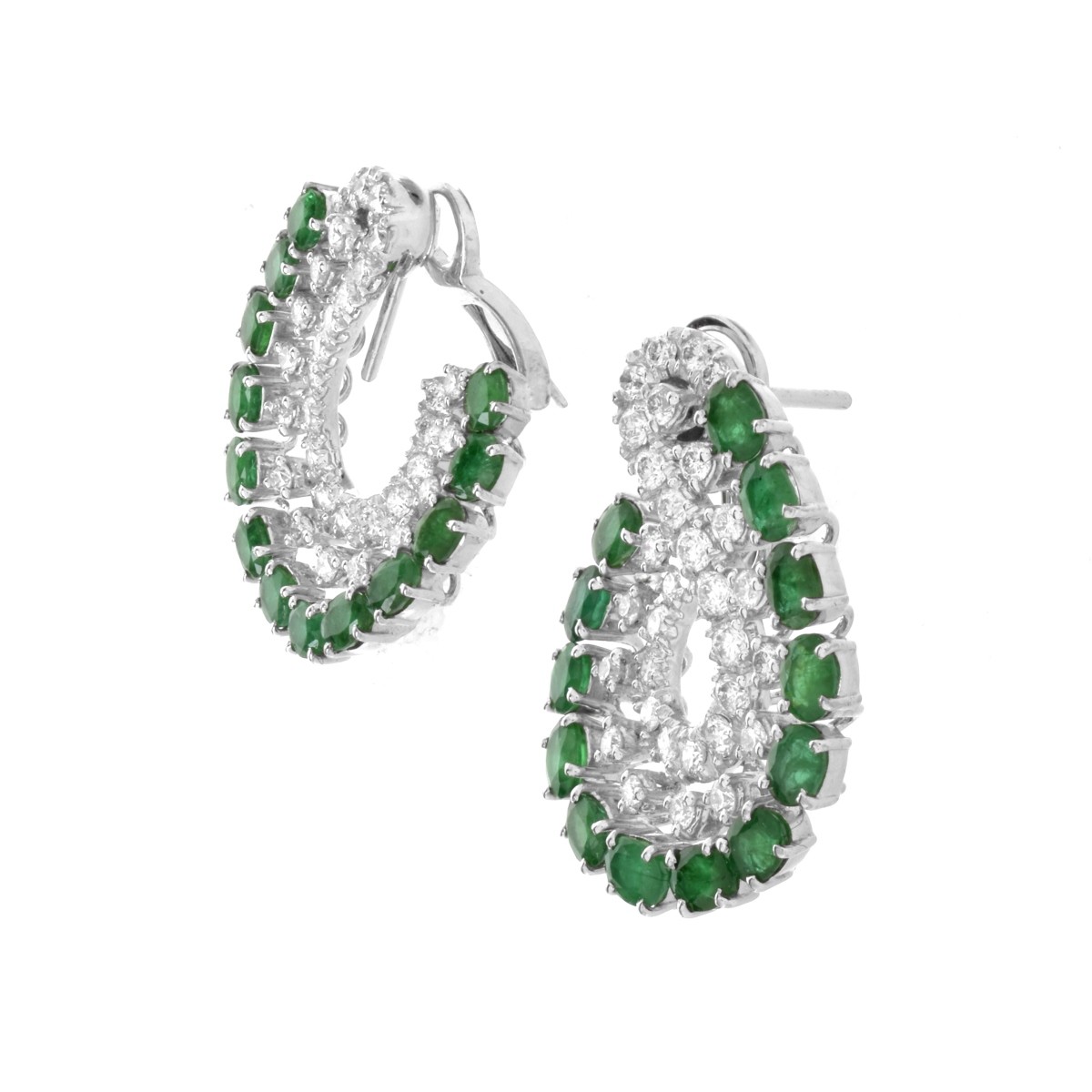 Emerald, Diamond and 18K Earrings.