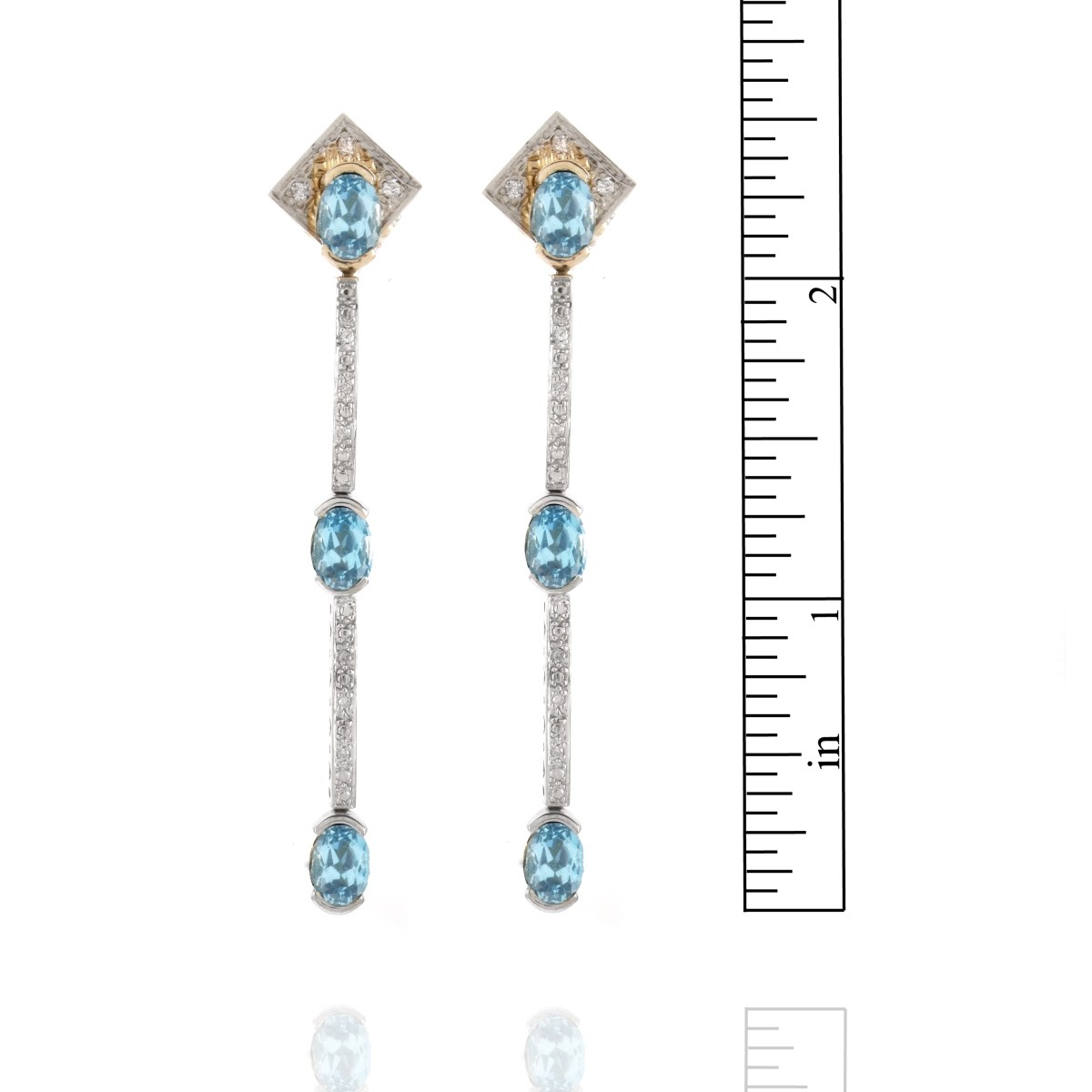 Topaz, Diamond and 14K Earrings