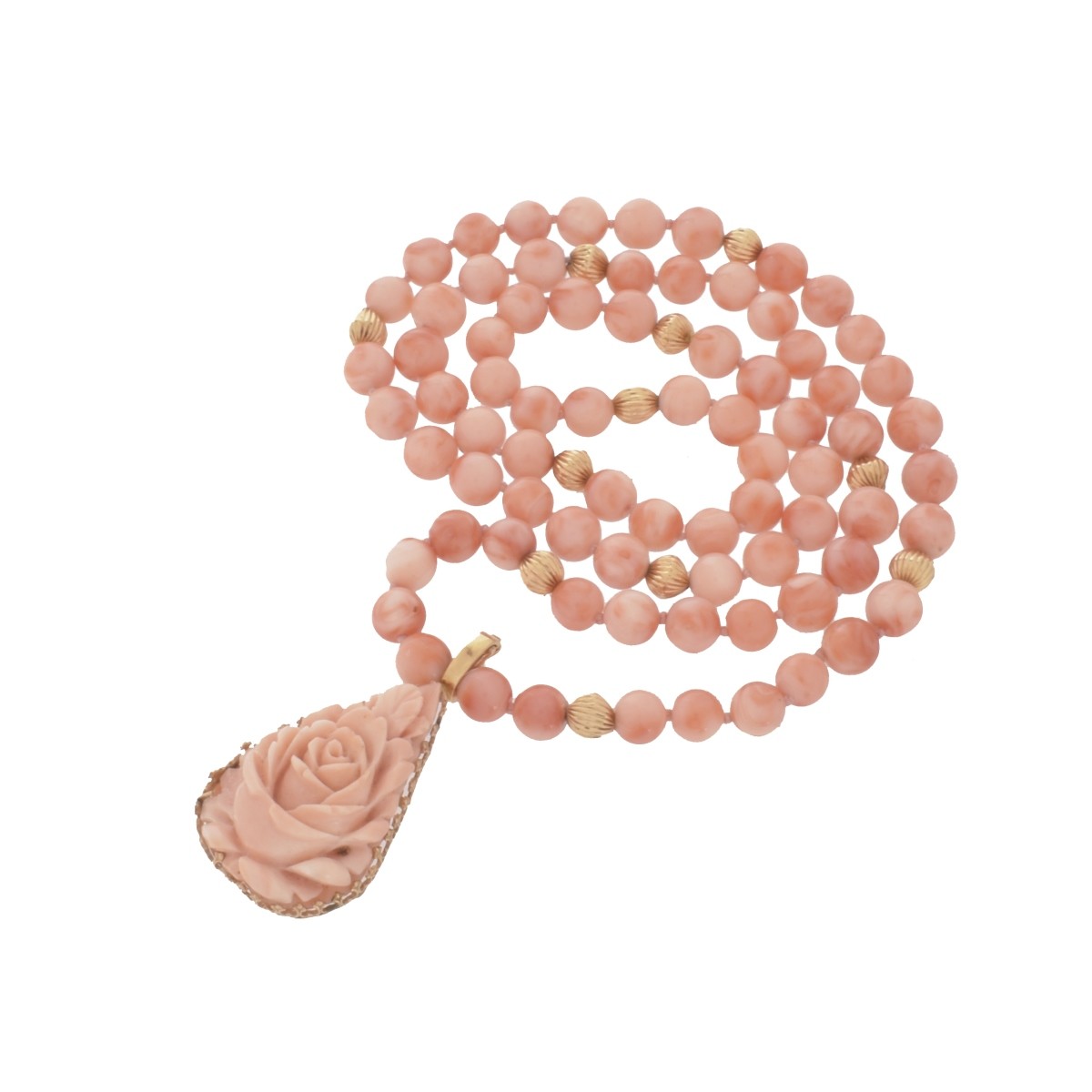 Coral and 14K Pendant Necklace