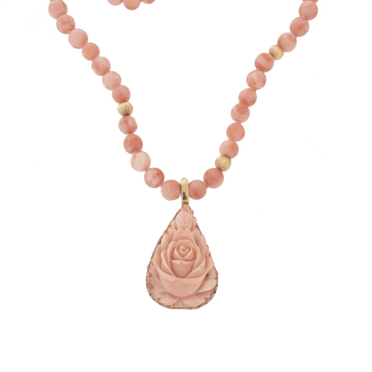 Coral and 14K Pendant Necklace