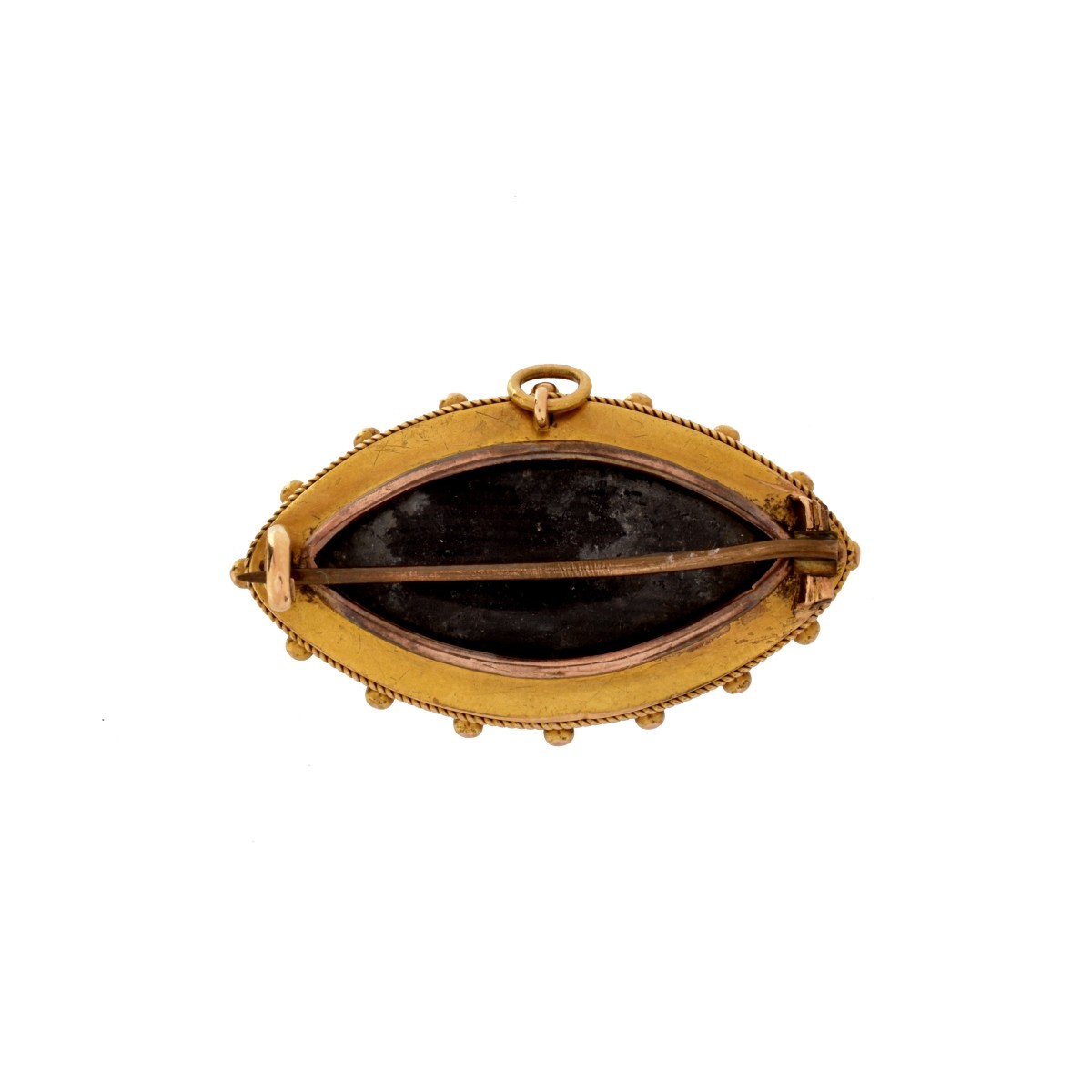 14K, Agate and Pearl Pendant Brooch