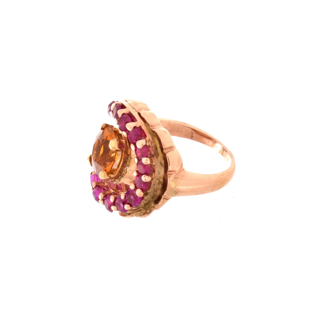 Citrine, Ruby and 14K Ring