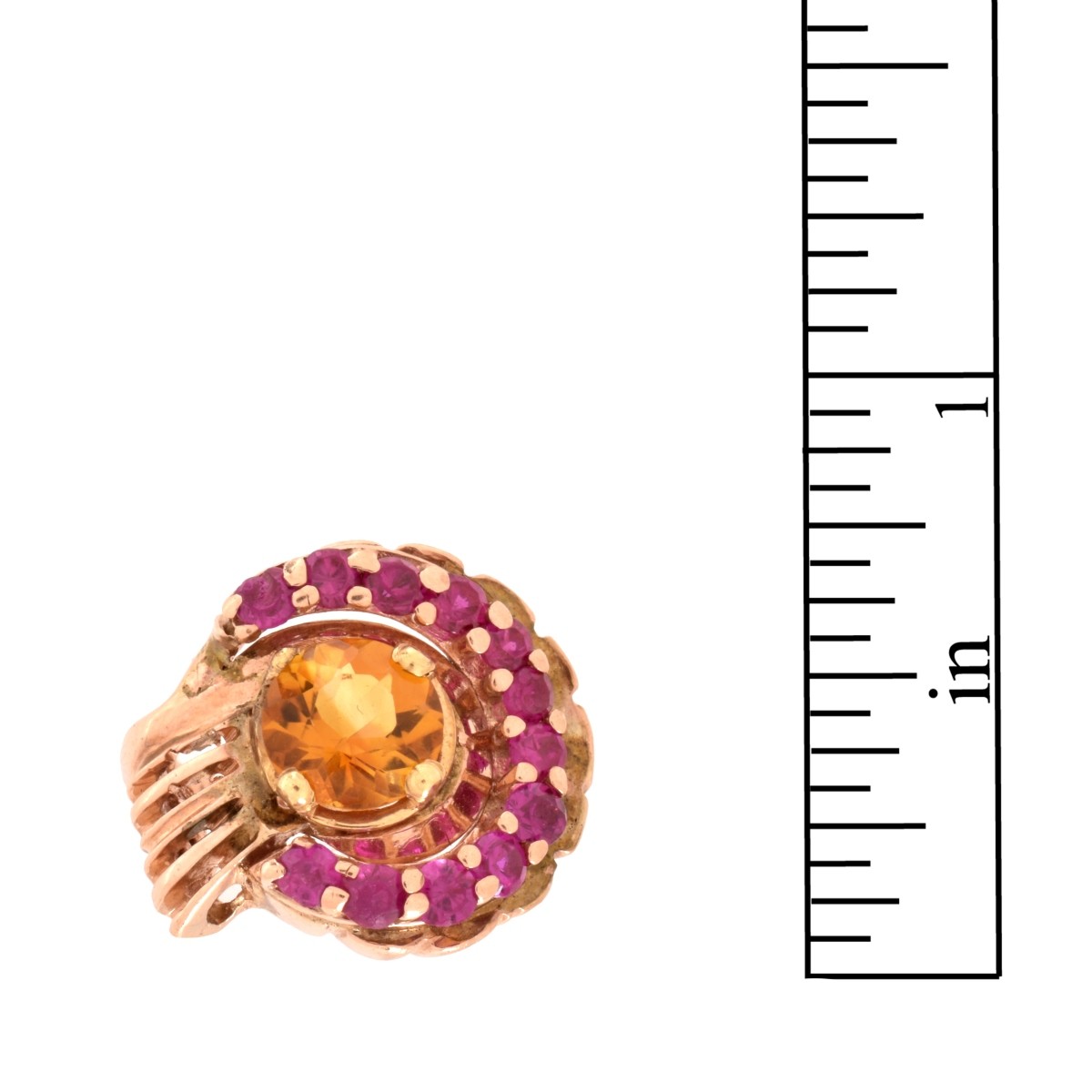 Citrine, Ruby and 14K Ring