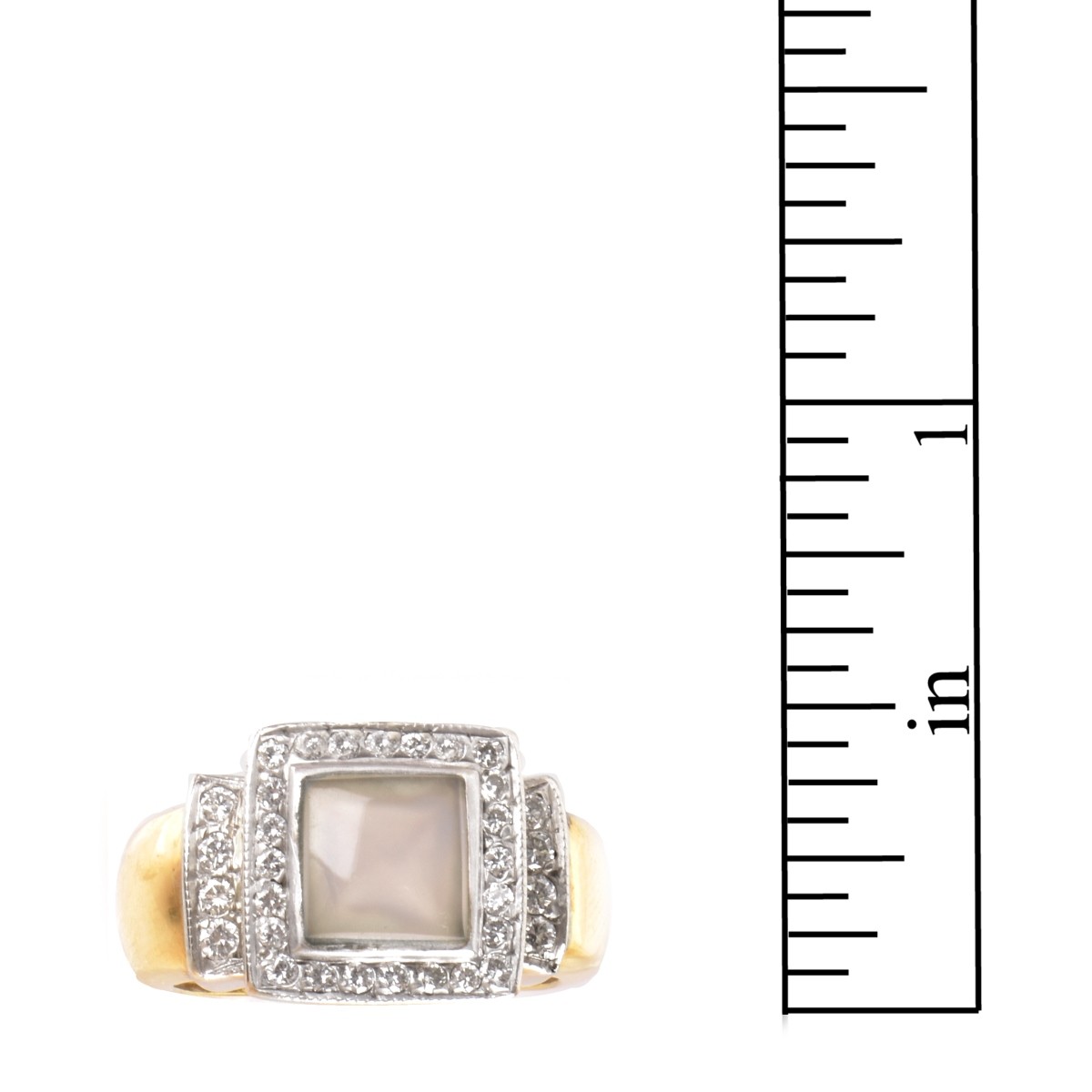 Moonstone, Diamond and 14K Ring
