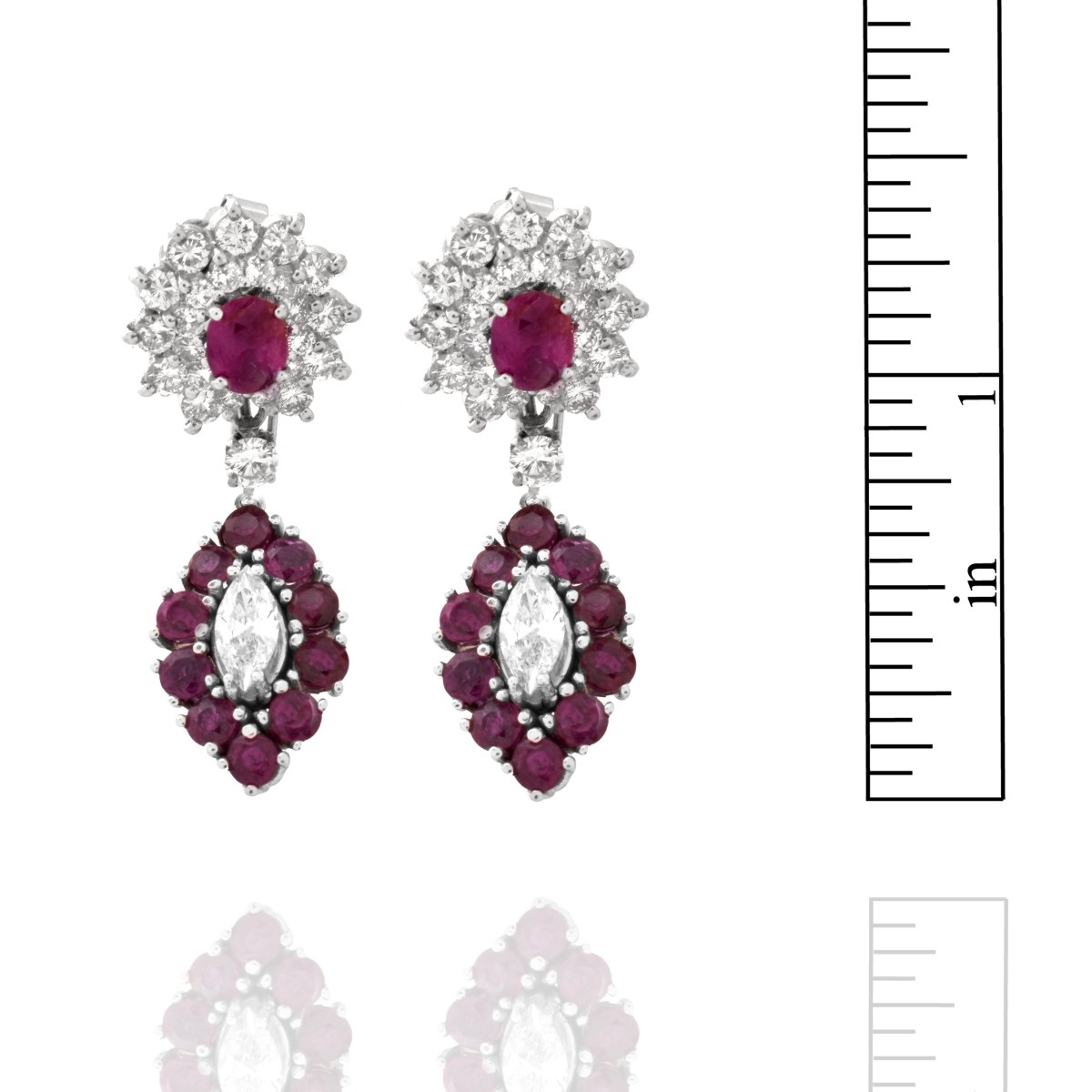 Diamond, Ruby and 18K Earrings