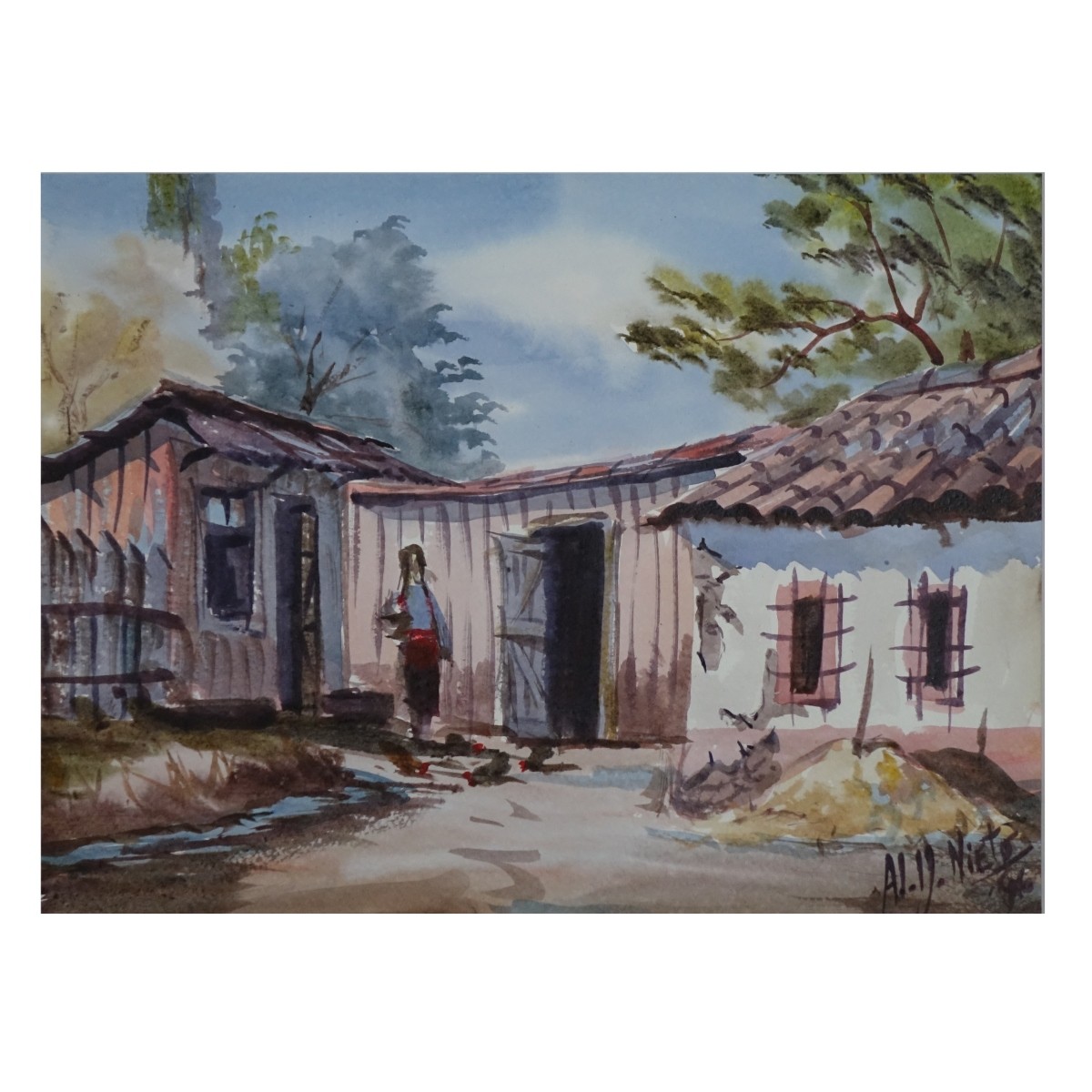 20th C. South American School Watercolor on Paper