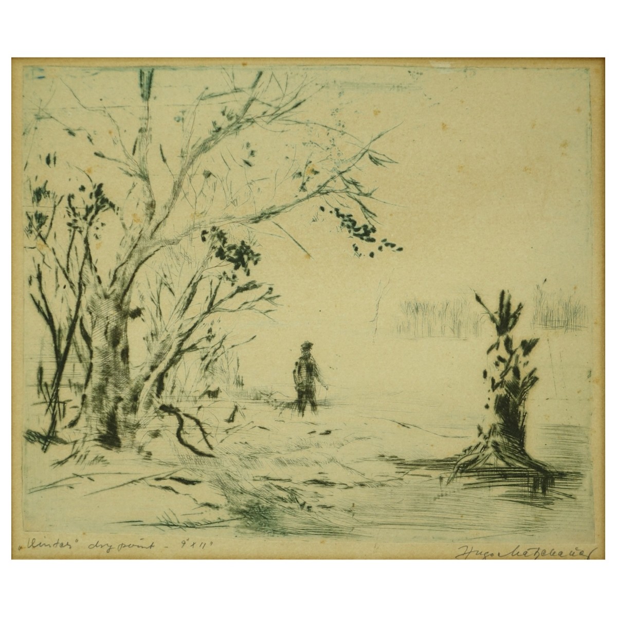 19/20th Drypoint Etching "Winter"