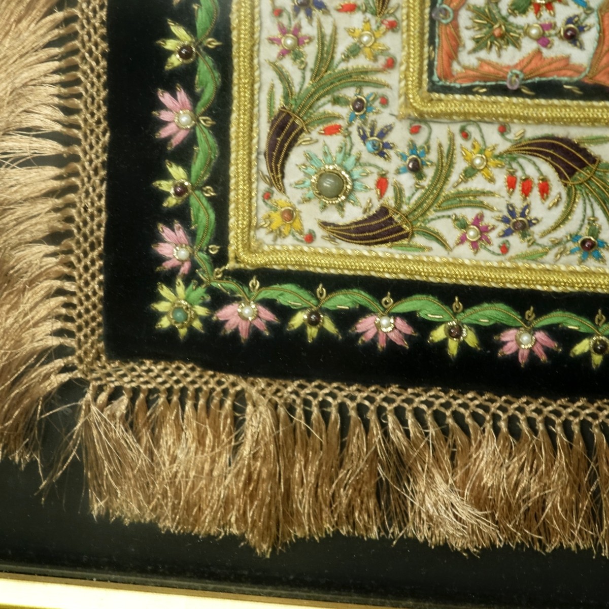 Indian Embroidery Panel with Fringe