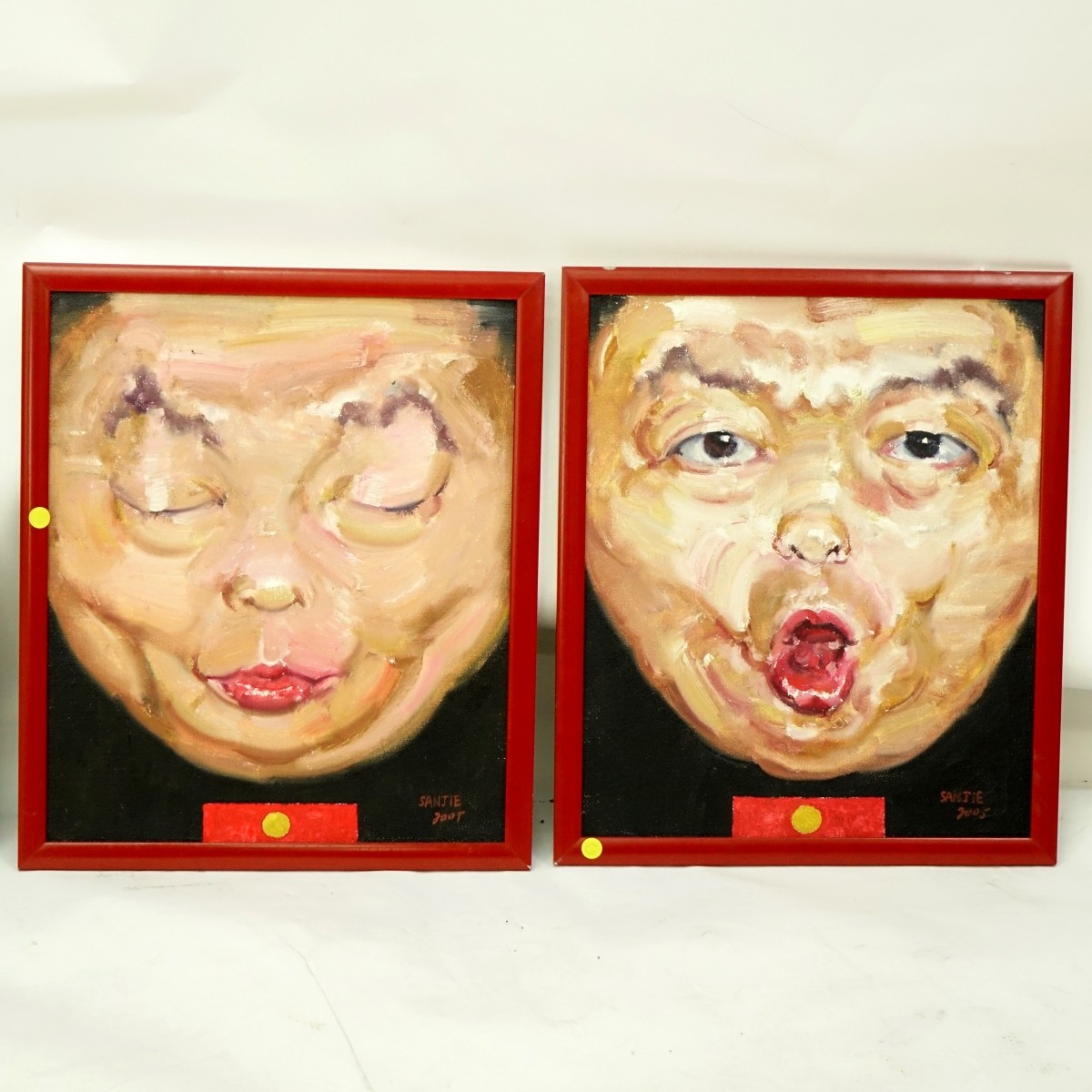 Wang Sanjie, Chinese (20th C) O/C, Four Male Faces