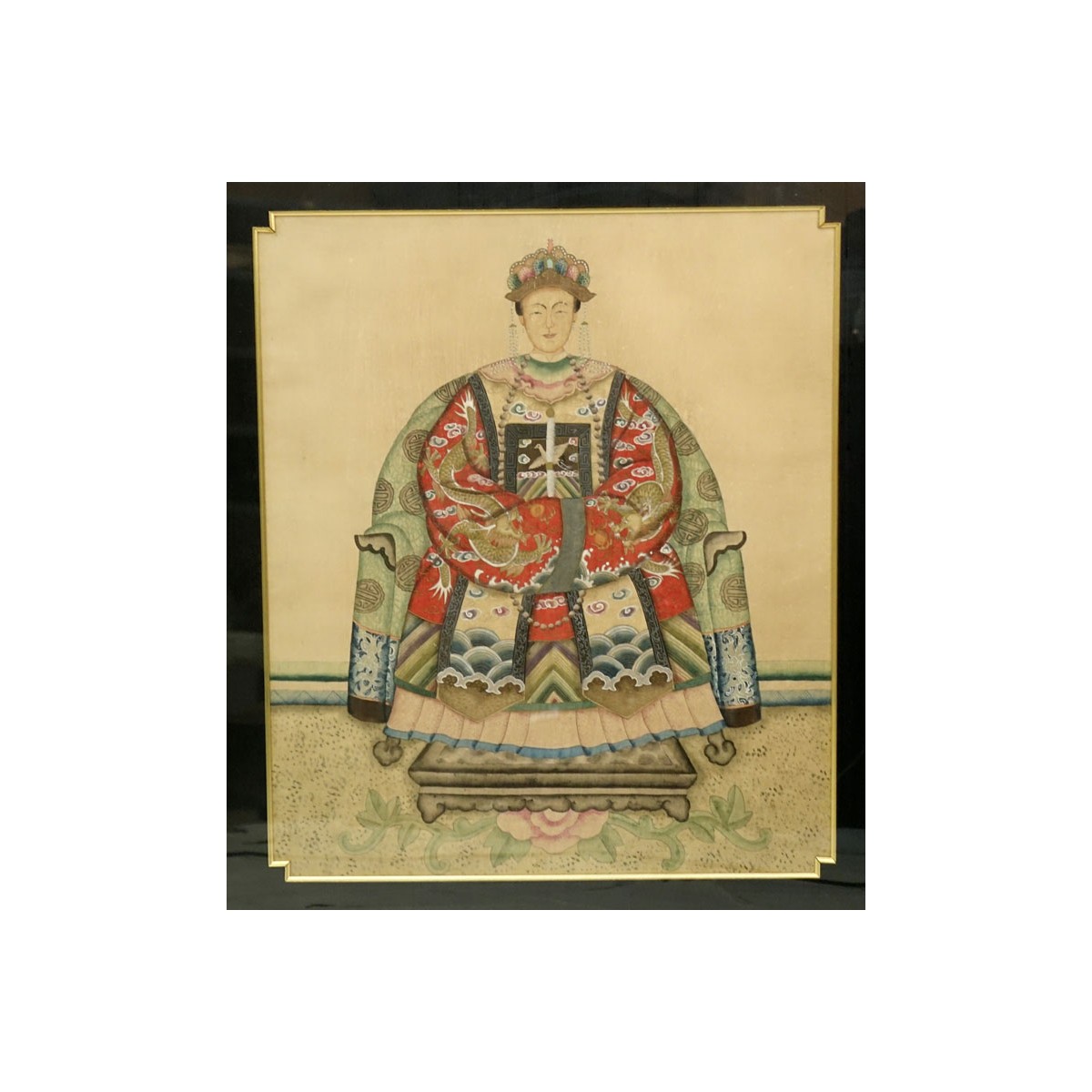 Pr Chinese Watercolors On Silk Emperor & Empress
