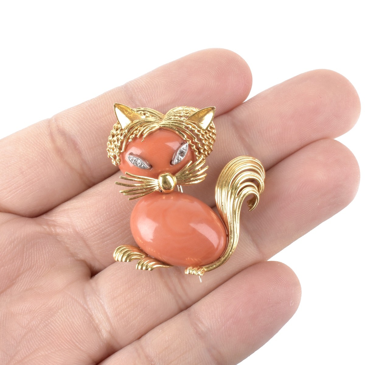 18K and Coral Brooch