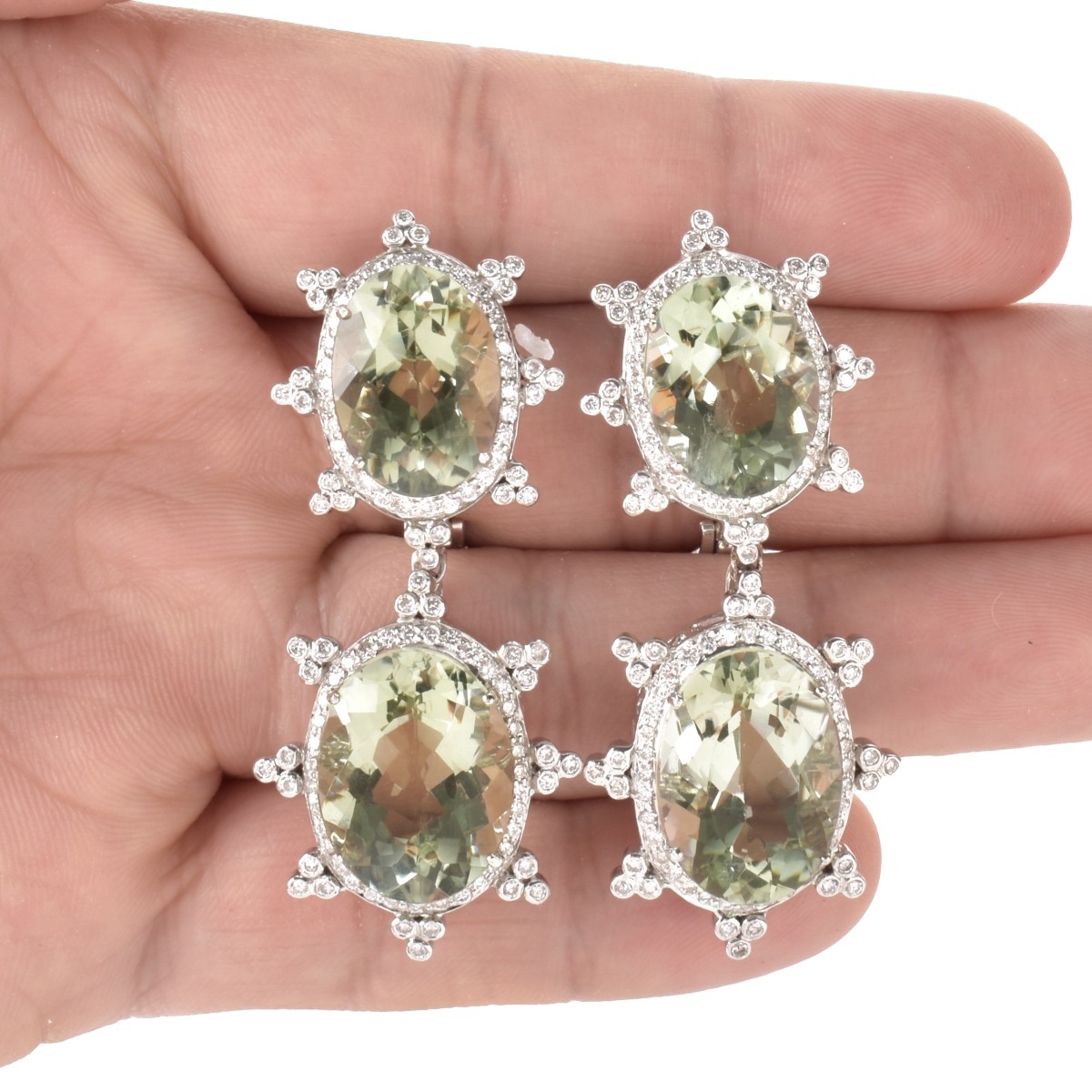 Amethyst, Diamond and 18K Earrings
