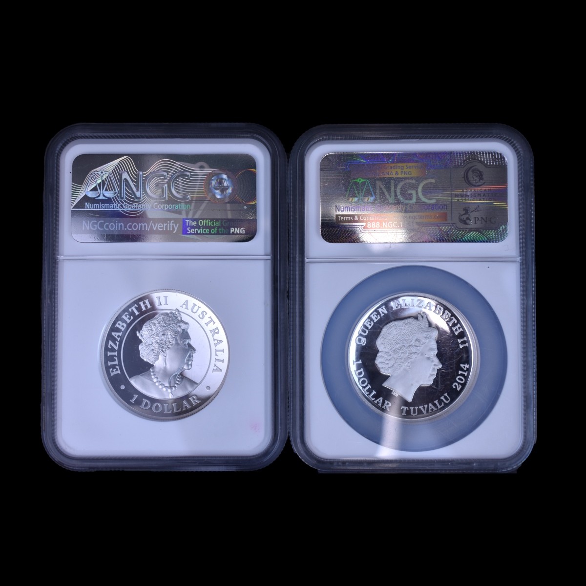 Two 1 Oz. Silver Slabbed Coins