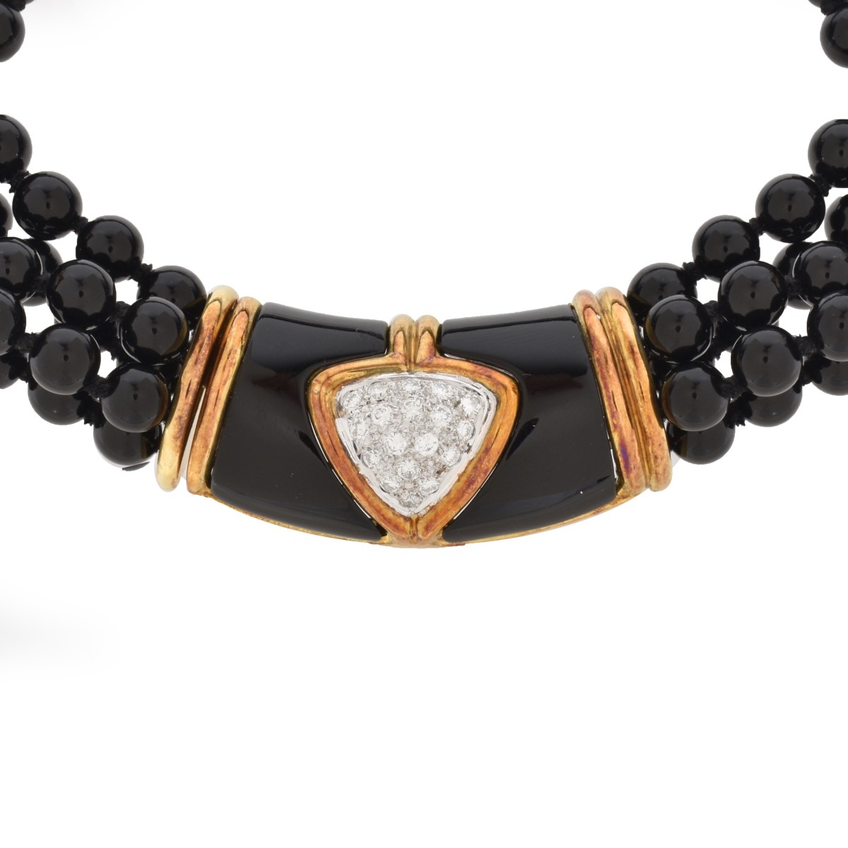 Onyx, 14K and Diamond Necklace