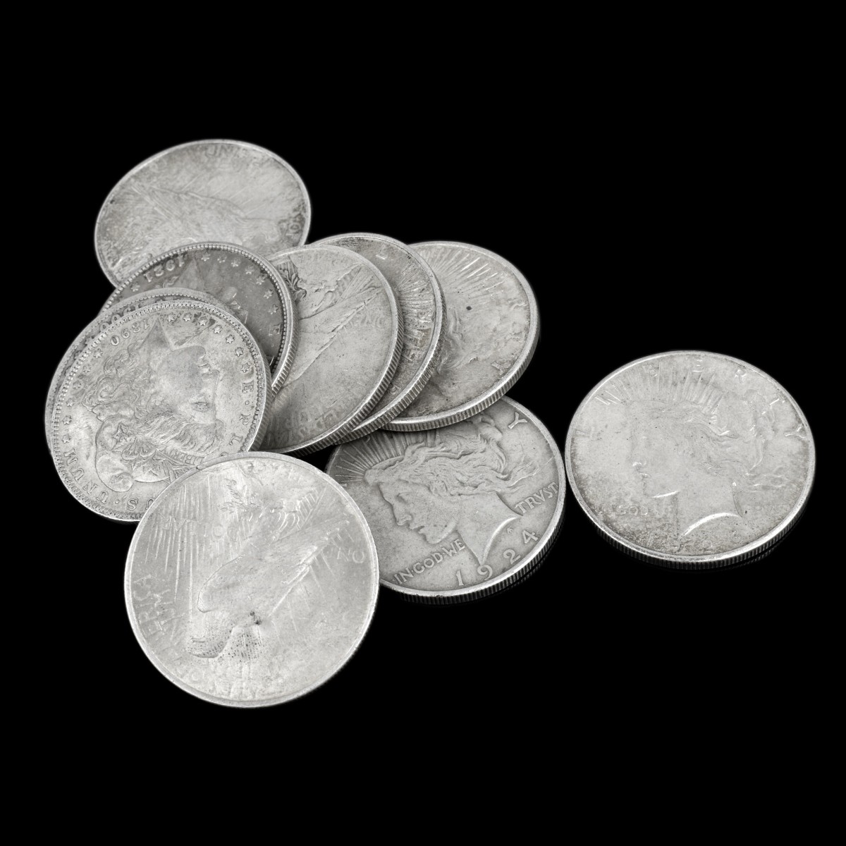 Ten U.S. Silver Dollars