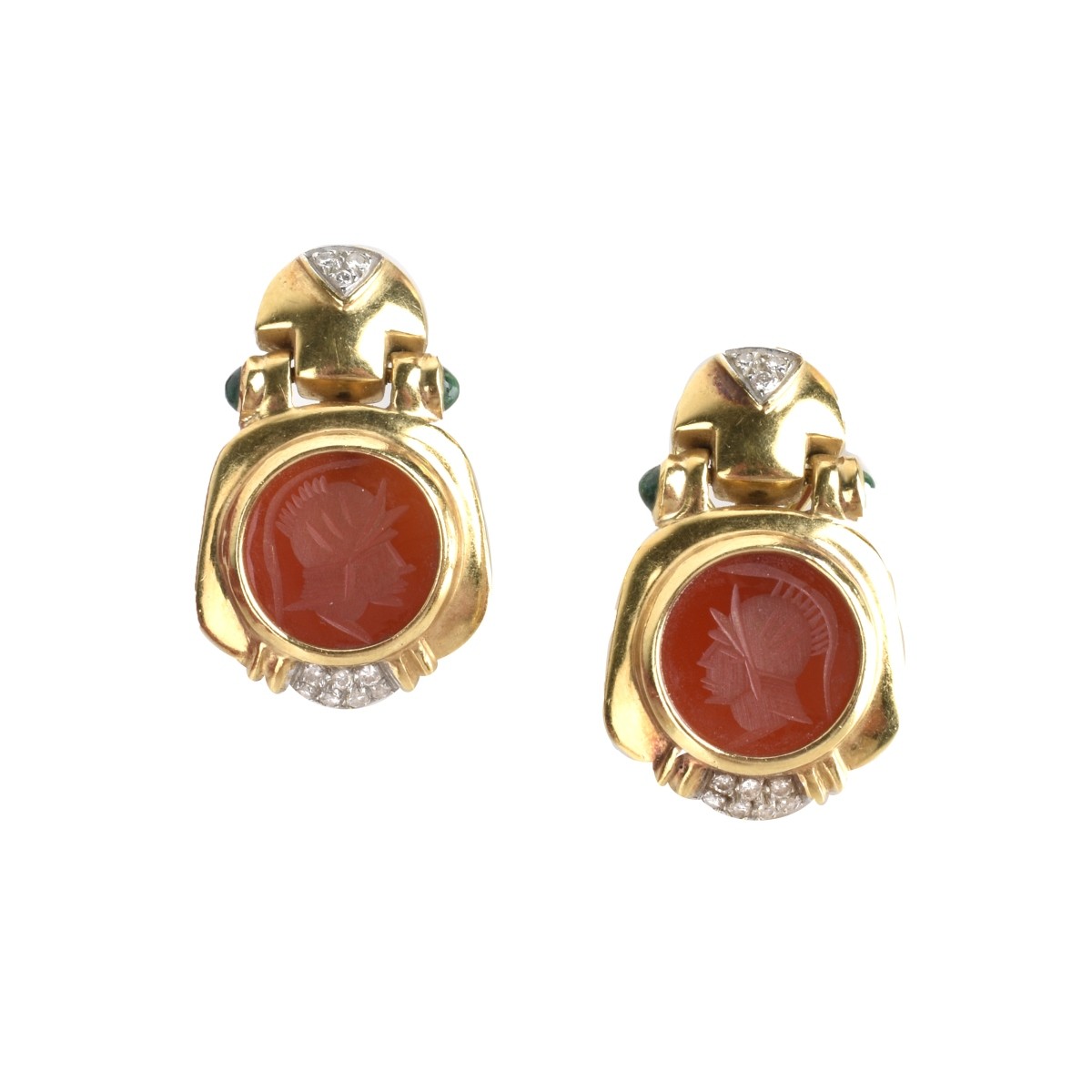 Carnelian and 18K Necklace and Earrings