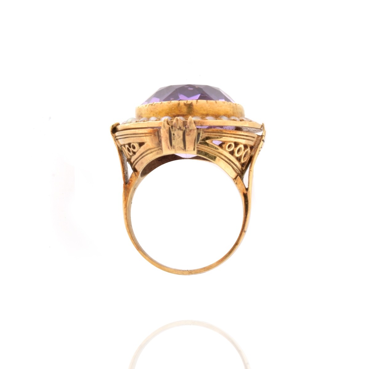 Amethyst, Pearl and 14K Ring