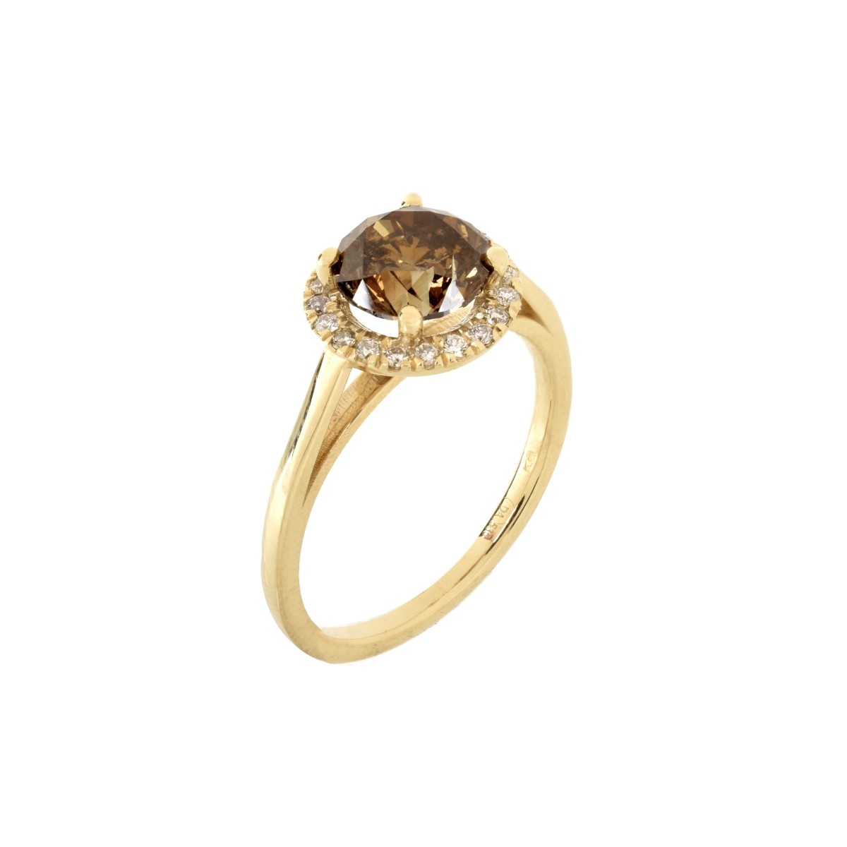 AIG Fancy Diamond and 14K Ring