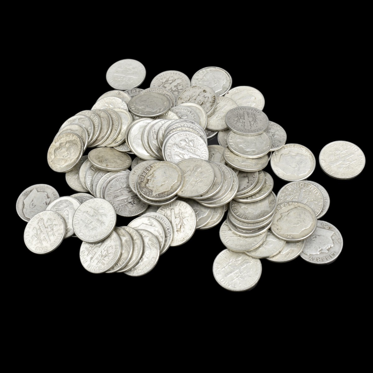 One Hundred U.S. Silver Dimes
