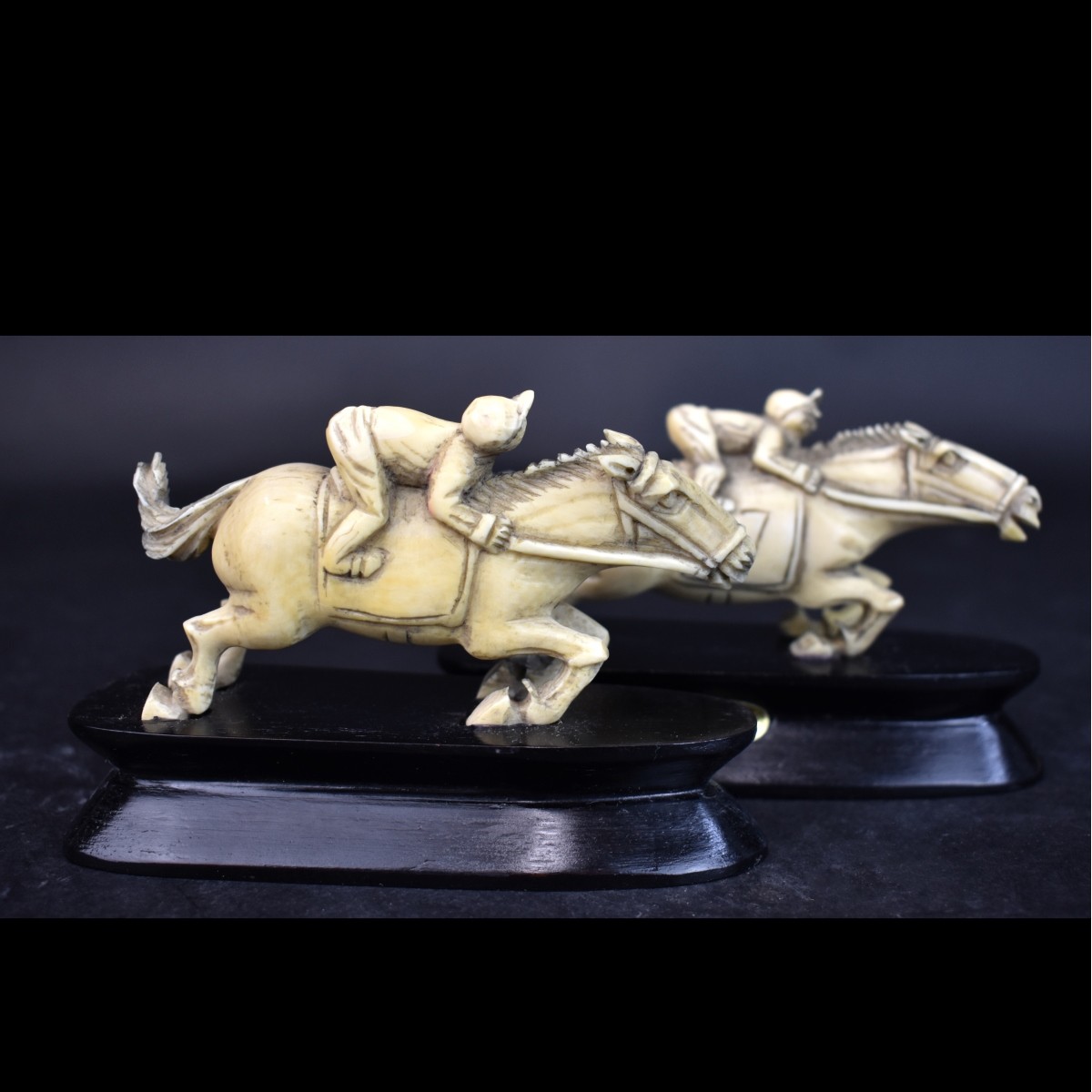 Pair of Chinese Carved Horse Racers