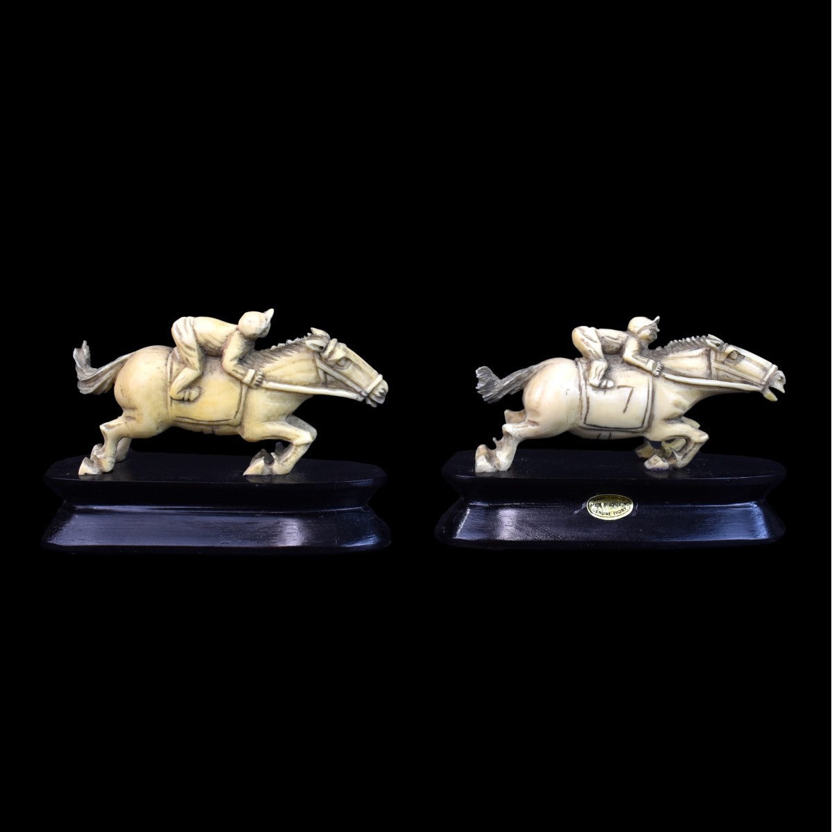 Pair of Chinese Carved Horse Racers