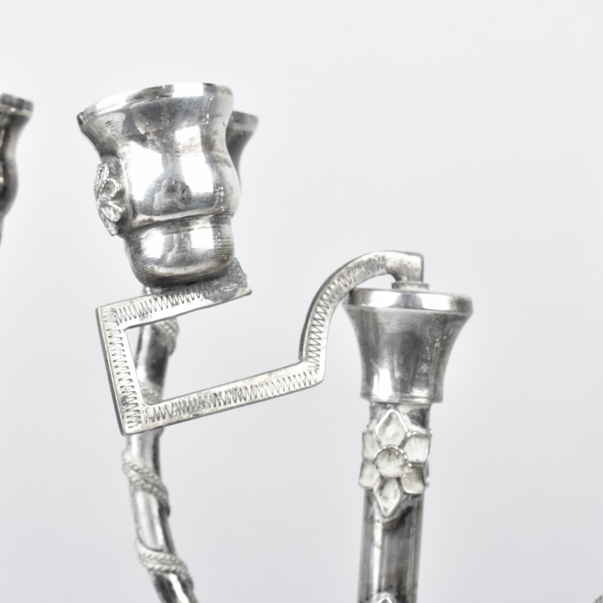 Large Judaica Weighted Sterling Silver Menorah