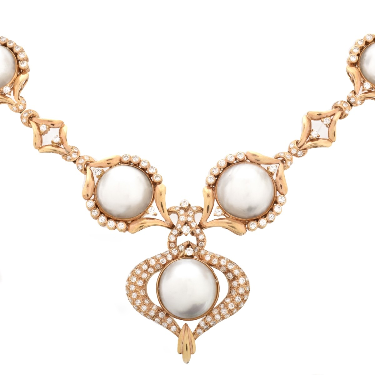 Diamond, Pearl and 14K Necklace