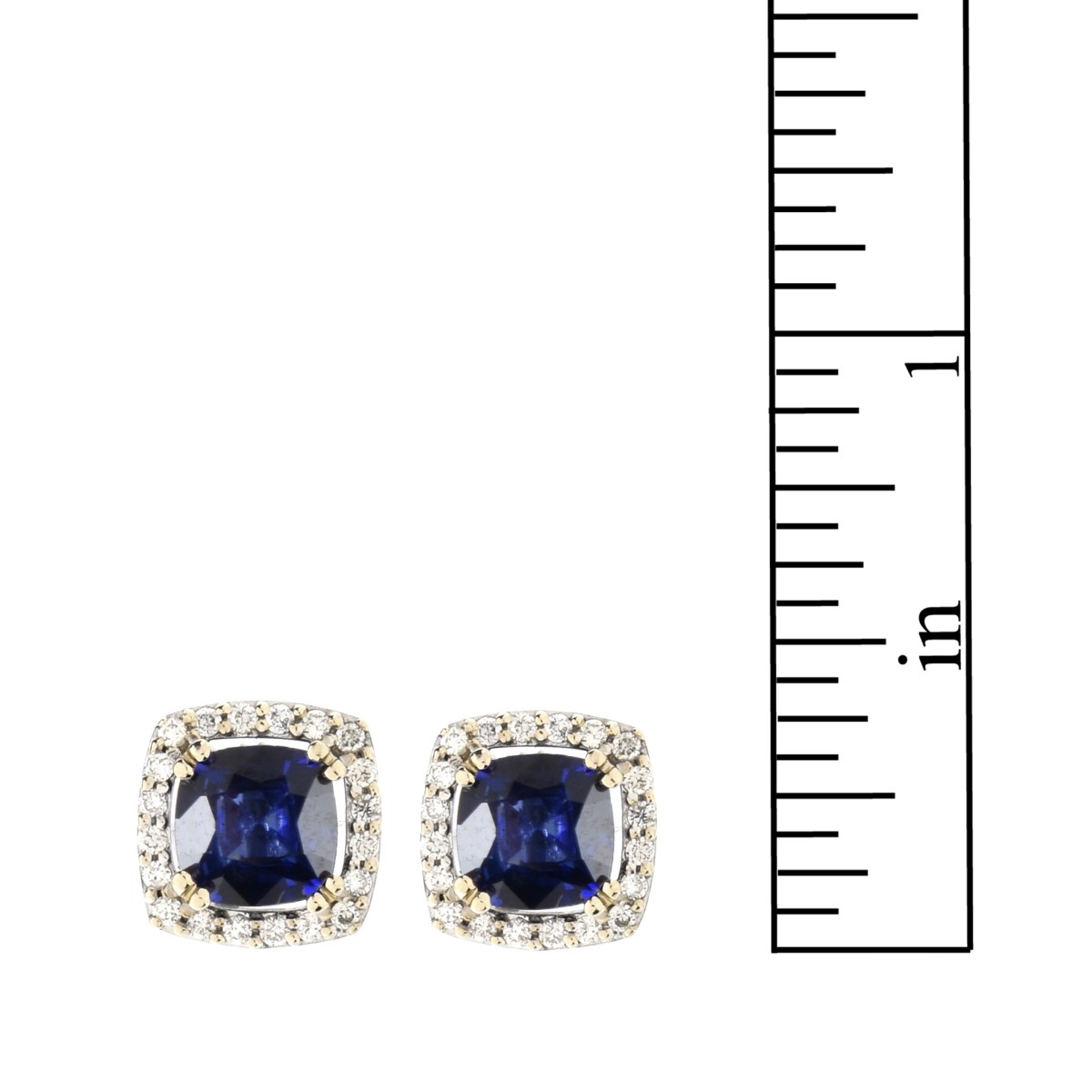 Sapphire, Diamond and 14K Ear Studs