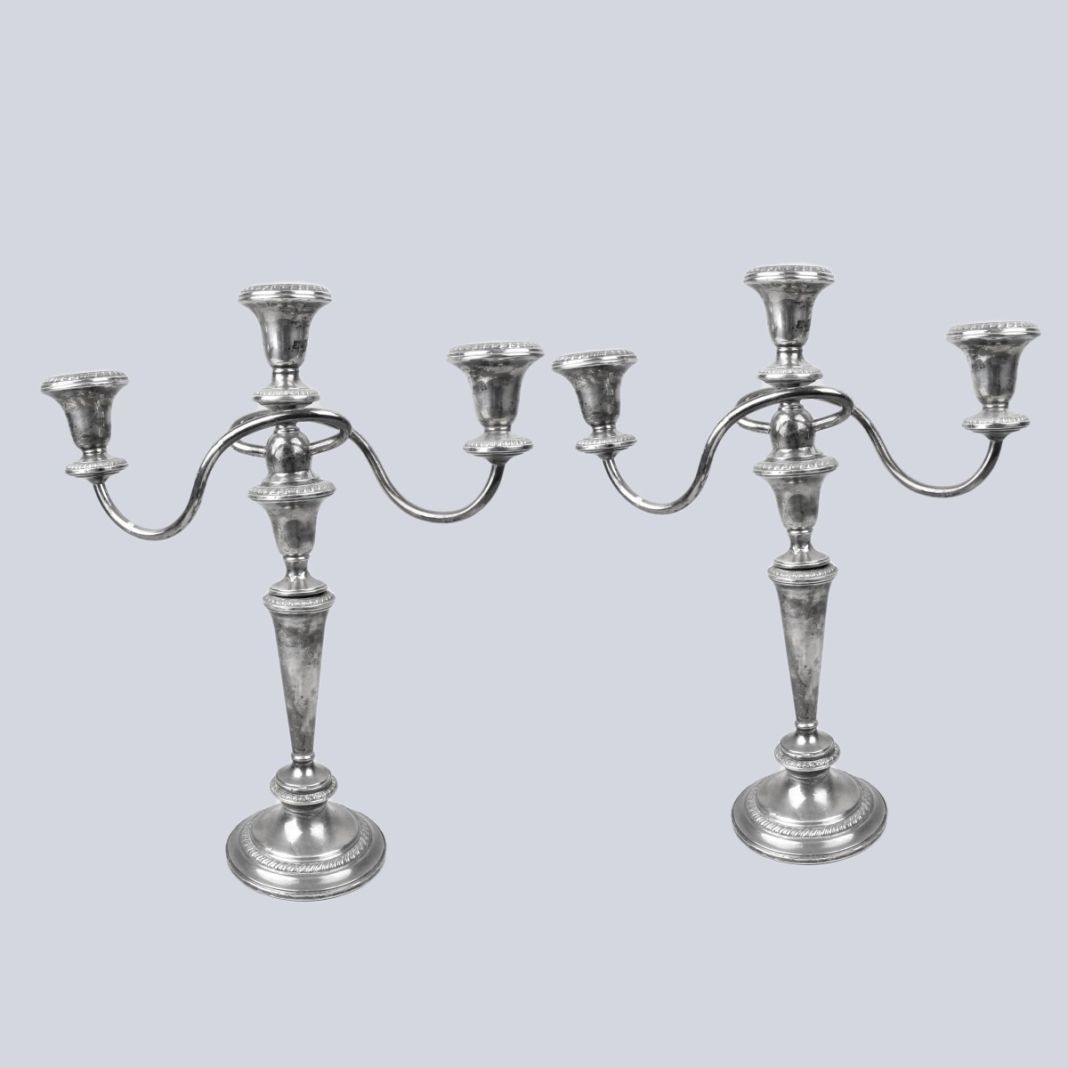Pair of Large Weighted Sterling Silver Candelabra