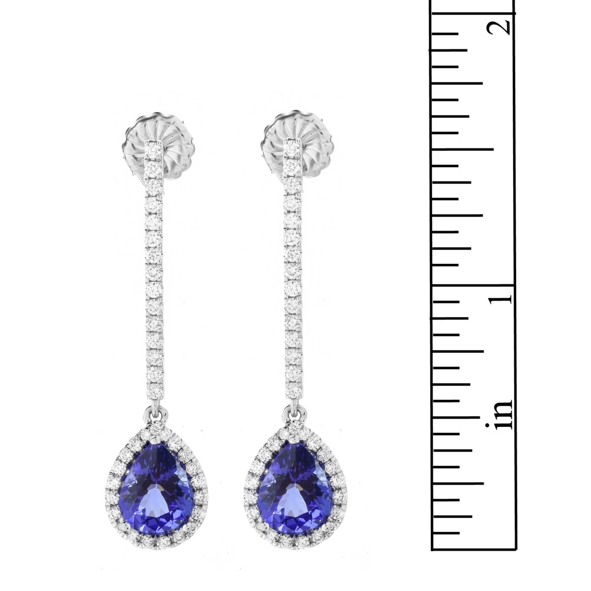 Tanzanite, Diamond and 14K Earrings