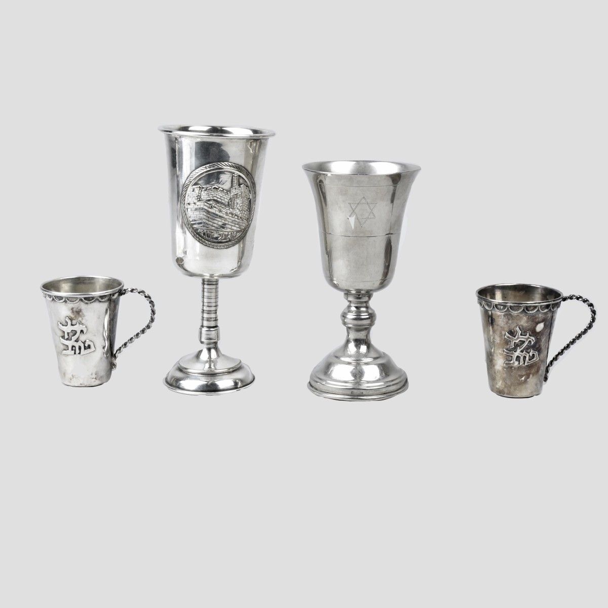 Four Judaica Kiddush Cups