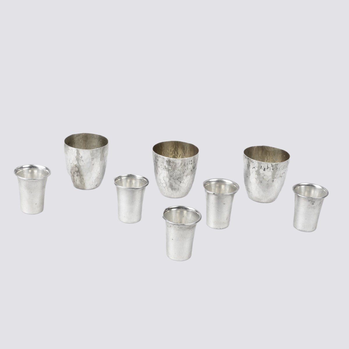 Eight Vintage Judaica Kiddush Cups
