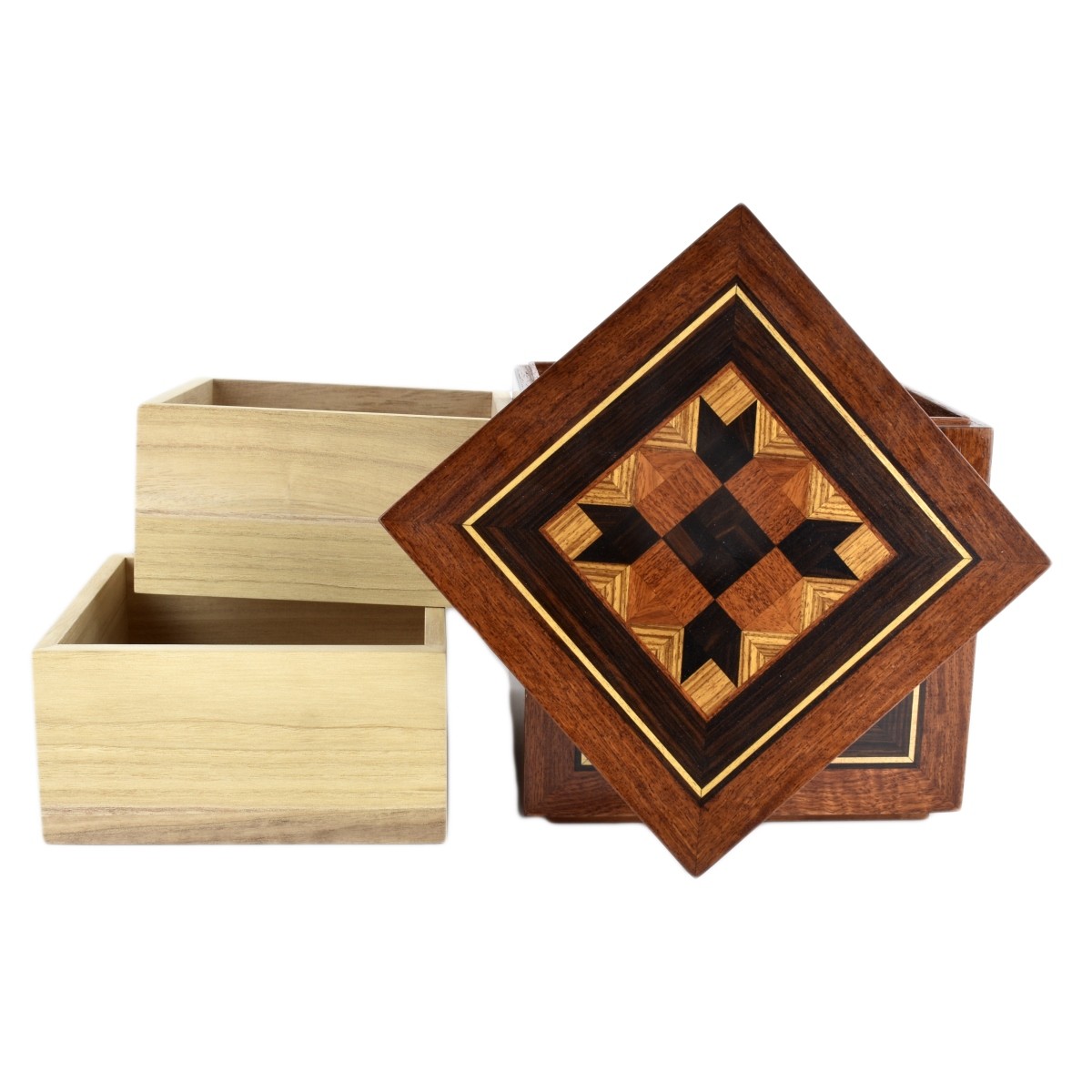Pair of Vintage Marquetry Inlaid Boxes