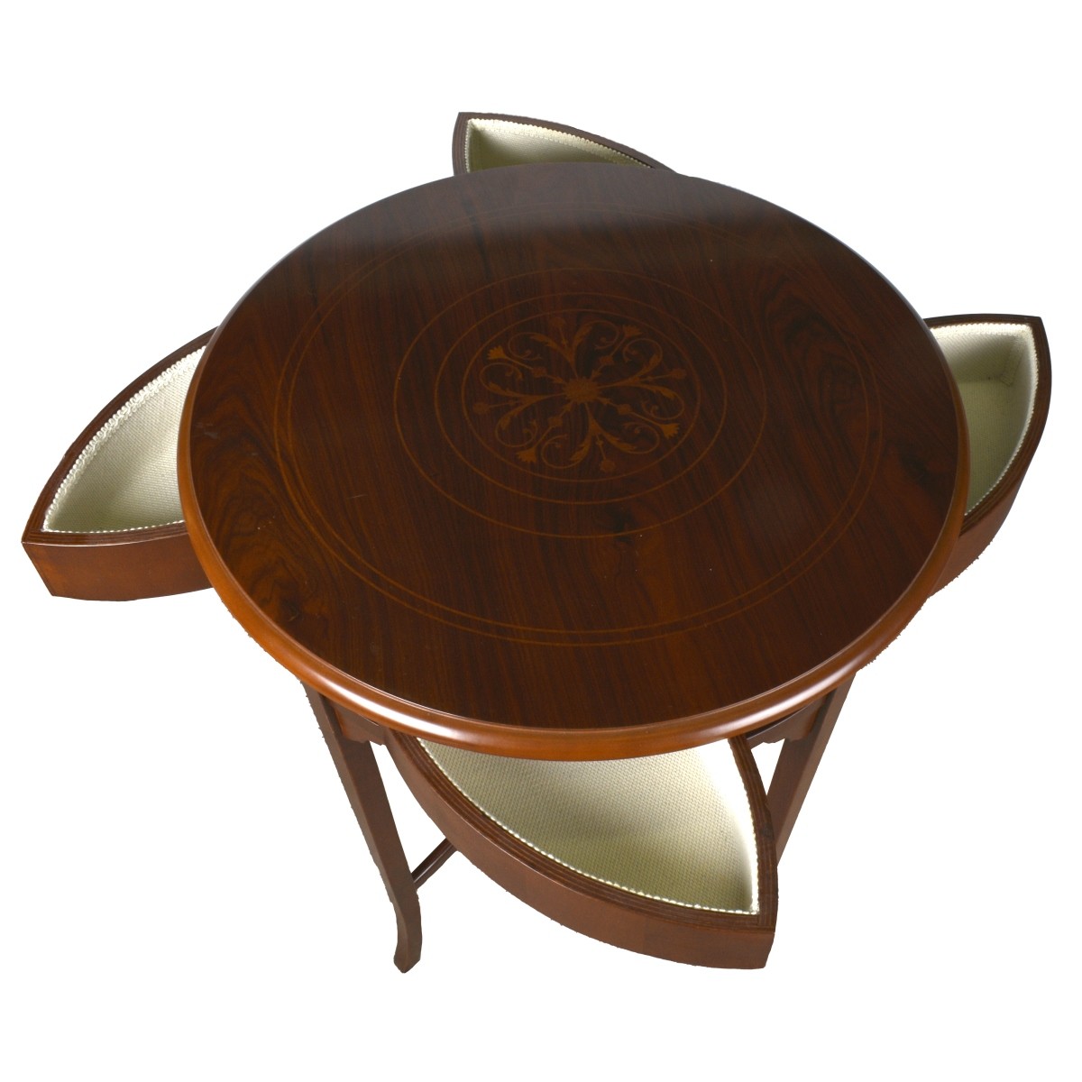 Vintage Inlaid Wooden Round Table