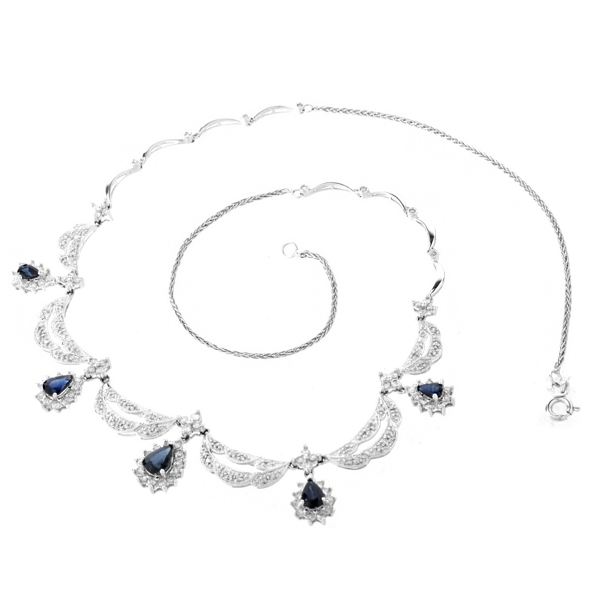 Diamond, Sapphire and 14K Necklace