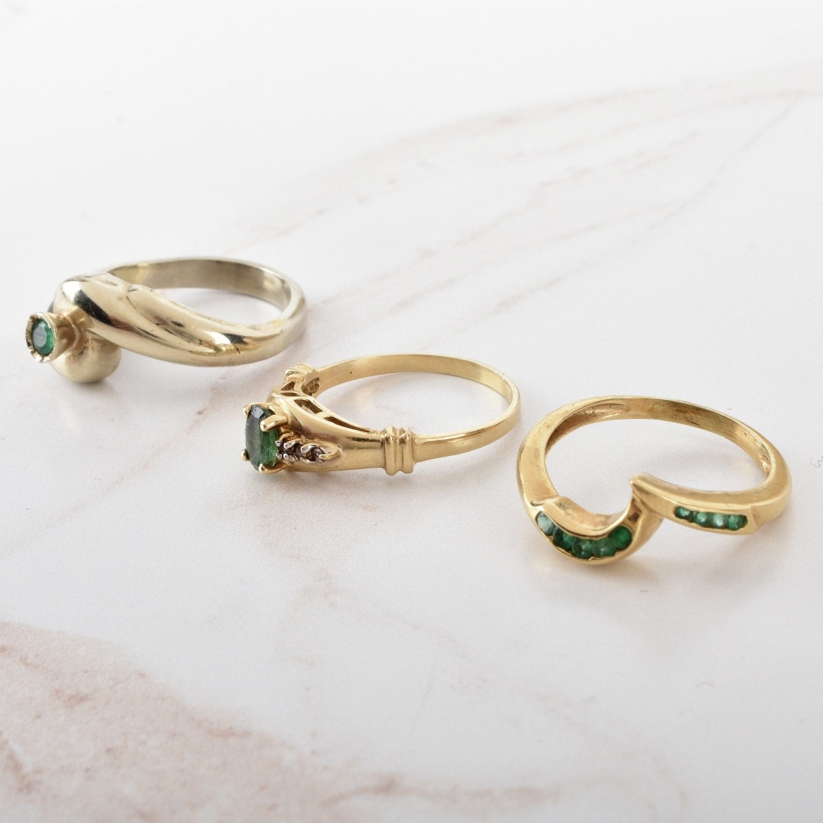 Emerald and 14K Rings