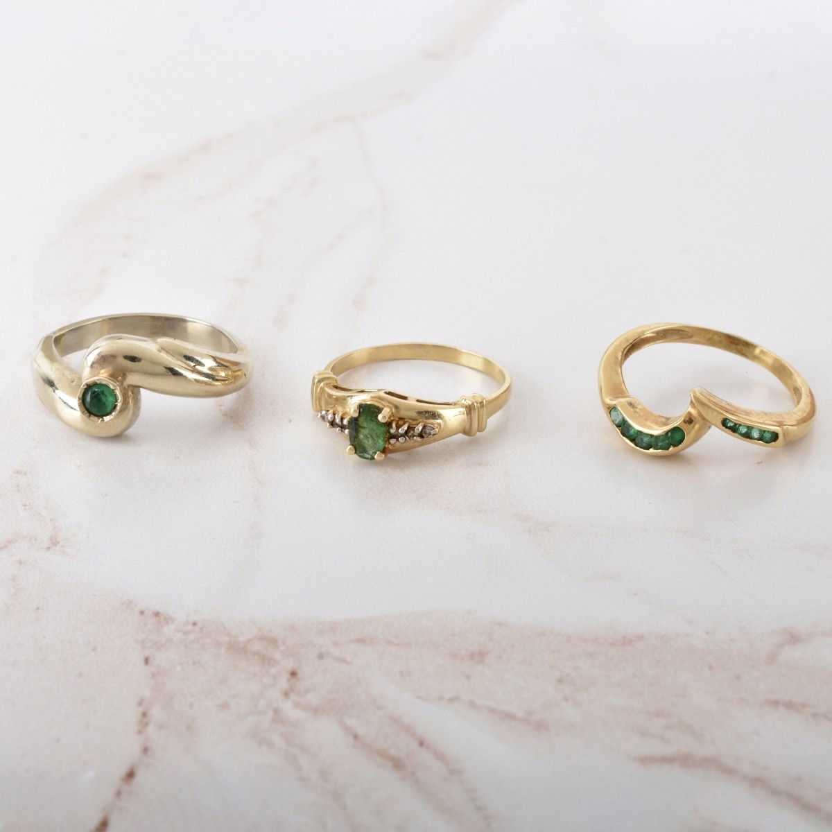 Emerald and 14K Rings
