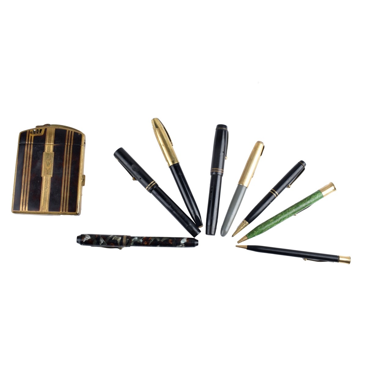 Pens and Ronson Cigarette Case / Lighter