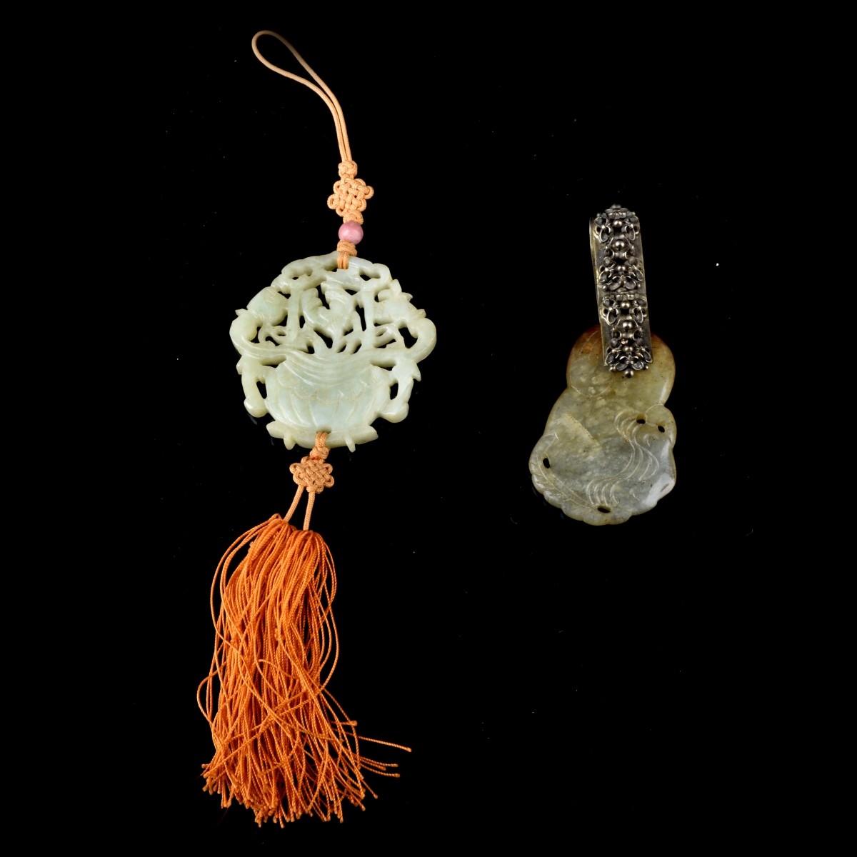 Two Chinese Carved Jade Pendants