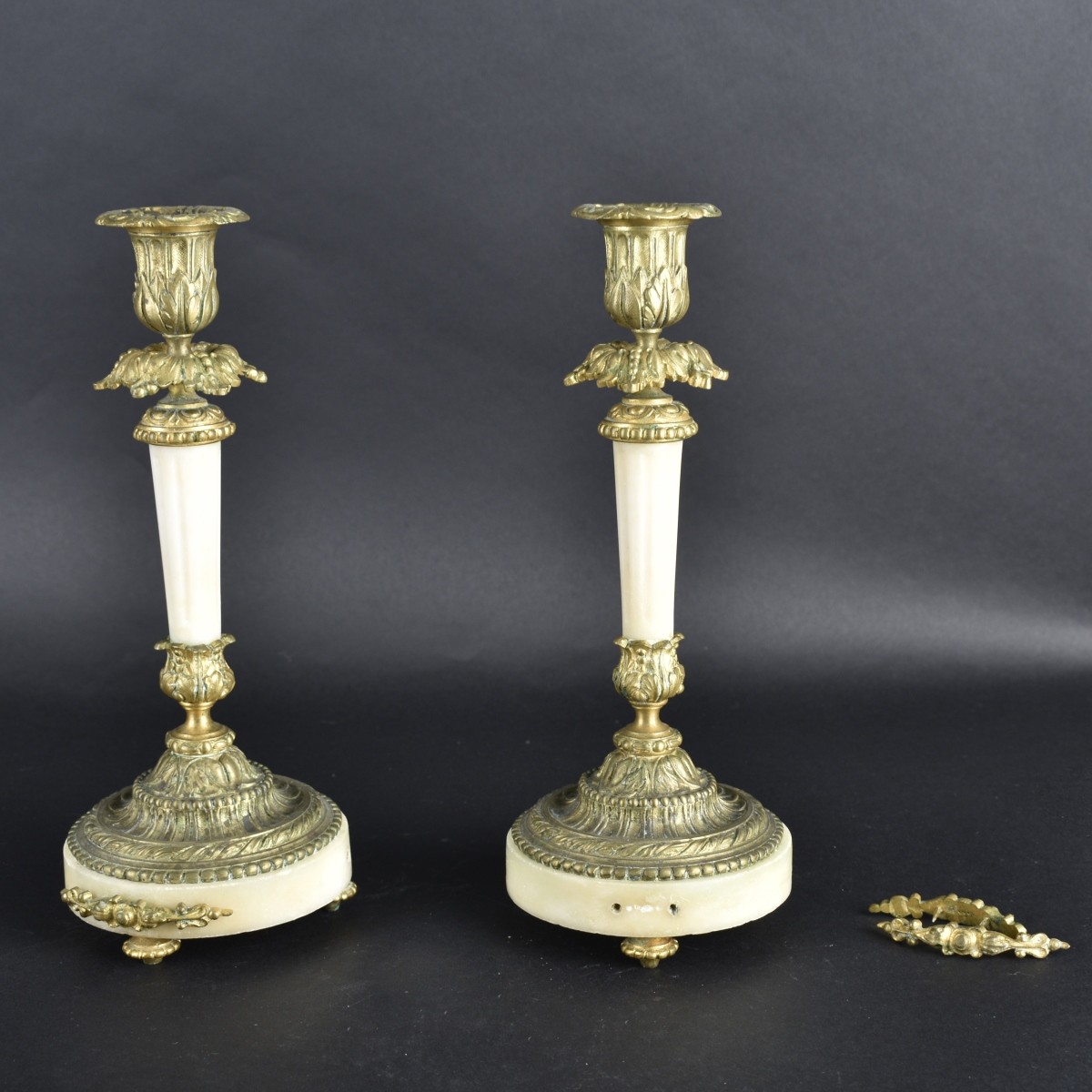 Bronze and Alabaster Candlesticks
