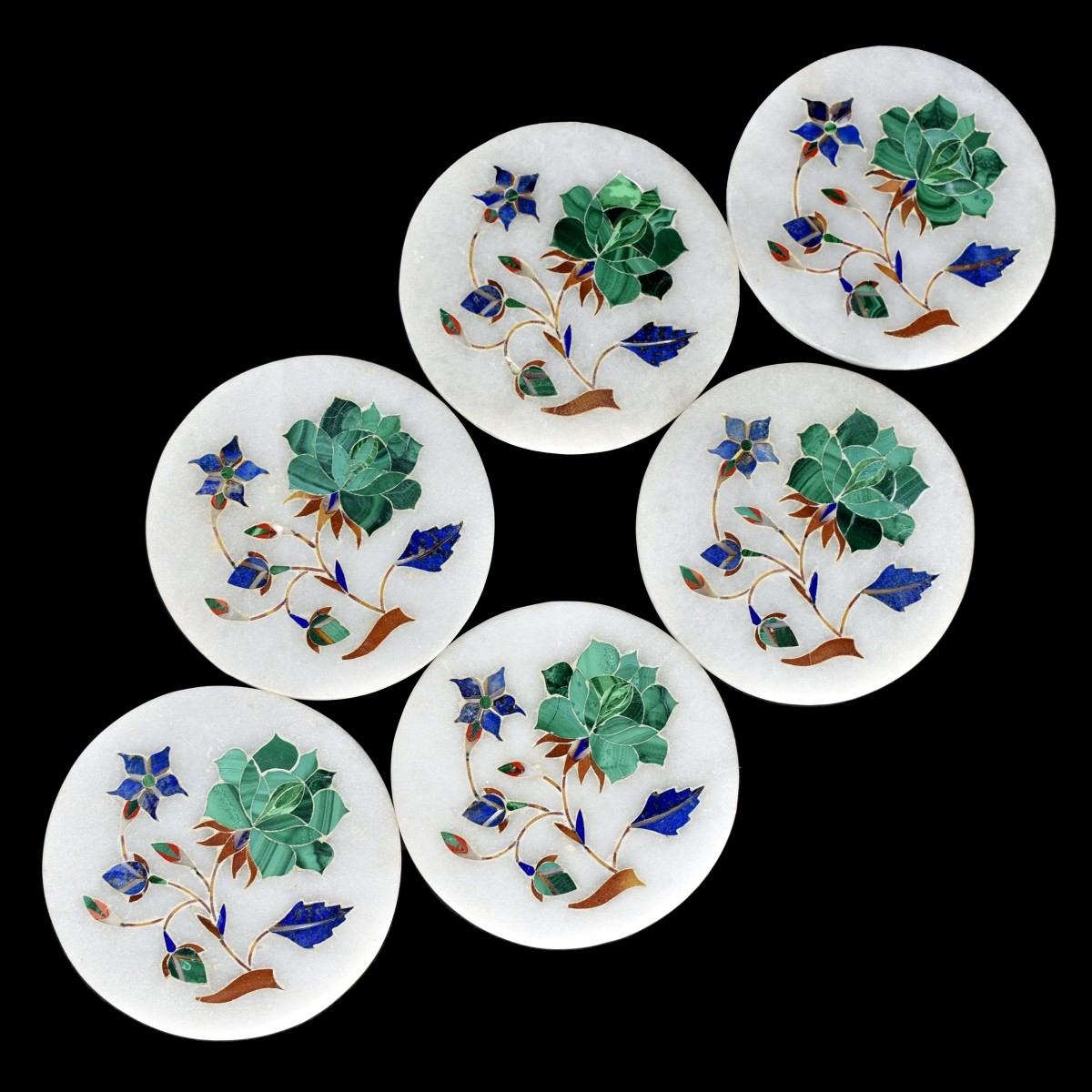 Vintage Pietra Dura Marble Coasters