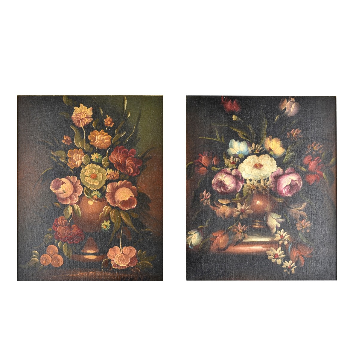 Pair of Vintage Floral Still Life Paintings