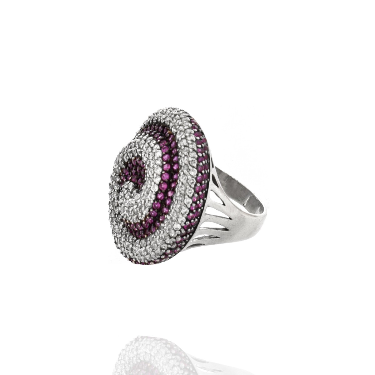 Diamond, Ruby and Silver Ring