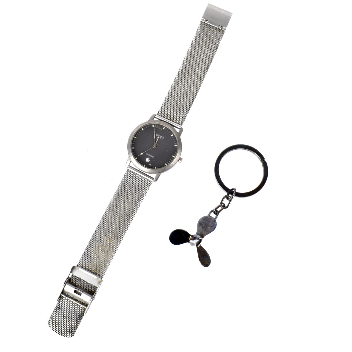 Boccia Watch and Silver Key Ring