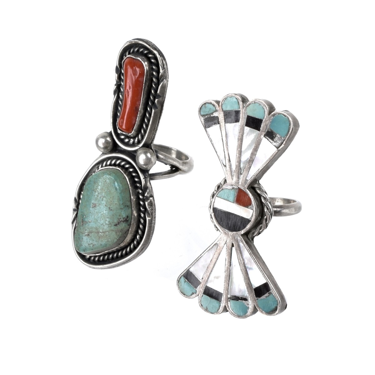 Two Vintage Native American Sterling Rings