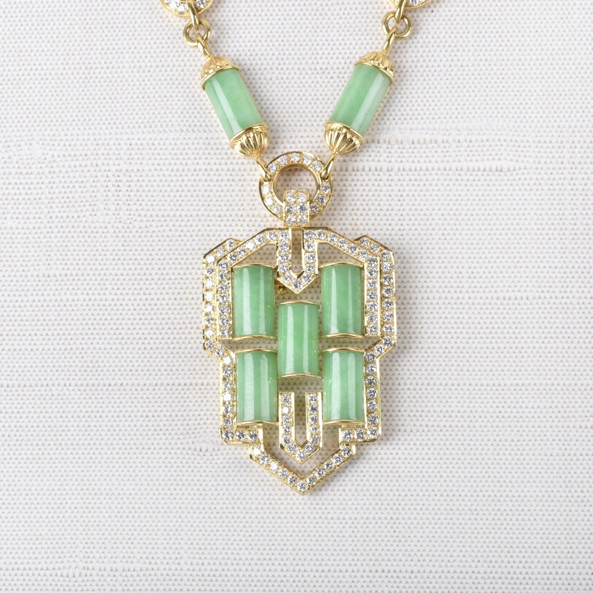 Jade, Diamond and 18K Necklace