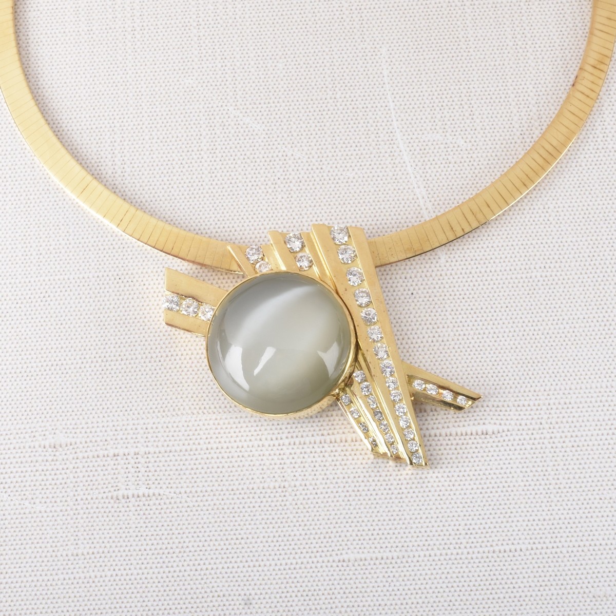 Moonstone, Diamond and 18K Necklace
